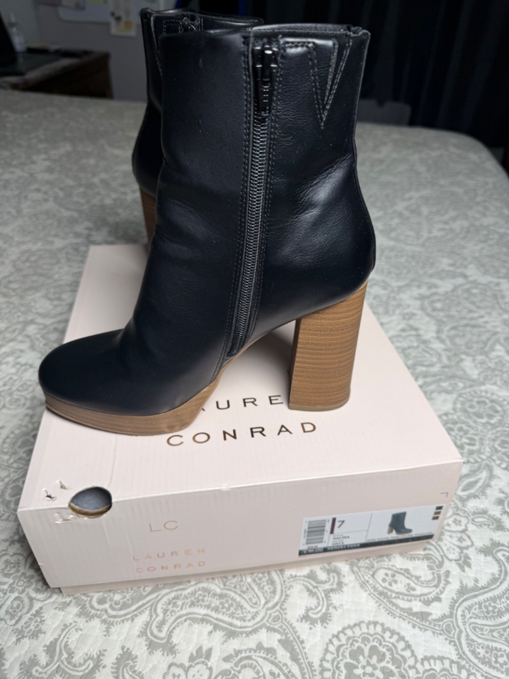 LC Lauren Conrad Halima Stacked Heel Boots